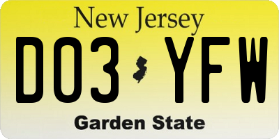 NJ license plate D03YFW
