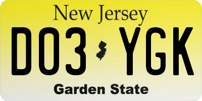 NJ license plate D03YGK