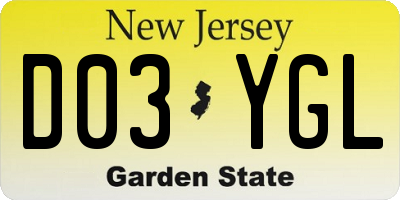 NJ license plate D03YGL
