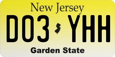 NJ license plate D03YHH