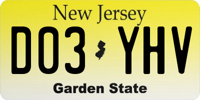 NJ license plate D03YHV