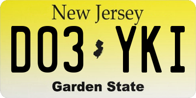 NJ license plate D03YKI