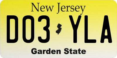 NJ license plate D03YLA