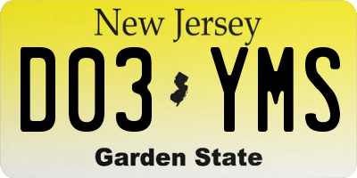NJ license plate D03YMS
