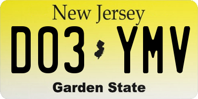 NJ license plate D03YMV