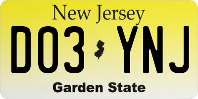 NJ license plate D03YNJ