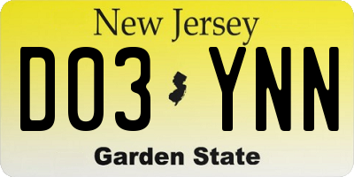 NJ license plate D03YNN
