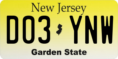 NJ license plate D03YNW