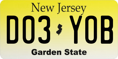 NJ license plate D03YOB