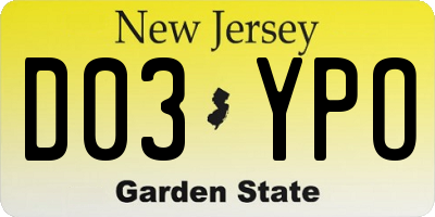 NJ license plate D03YPO
