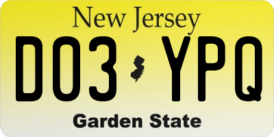 NJ license plate D03YPQ