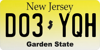 NJ license plate D03YQH