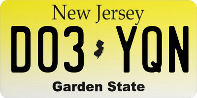 NJ license plate D03YQN