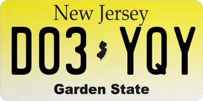 NJ license plate D03YQY
