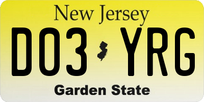 NJ license plate D03YRG