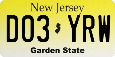 NJ license plate D03YRW