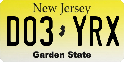 NJ license plate D03YRX