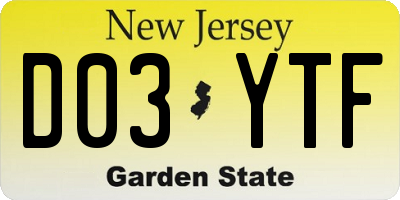 NJ license plate D03YTF