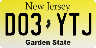 NJ license plate D03YTJ