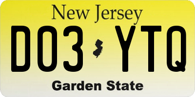 NJ license plate D03YTQ