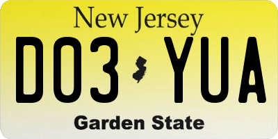 NJ license plate D03YUA