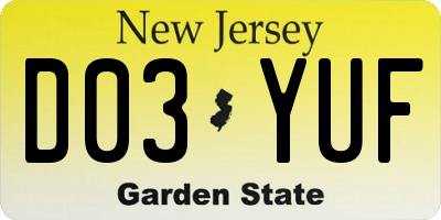 NJ license plate D03YUF