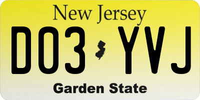 NJ license plate D03YVJ