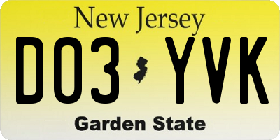 NJ license plate D03YVK
