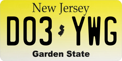 NJ license plate D03YWG