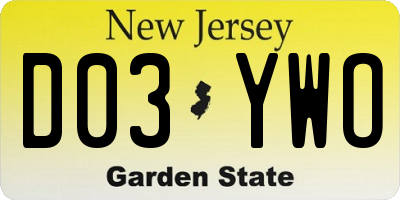 NJ license plate D03YWO