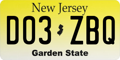 NJ license plate D03ZBQ