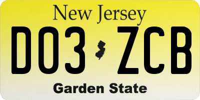 NJ license plate D03ZCB