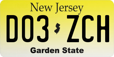 NJ license plate D03ZCH