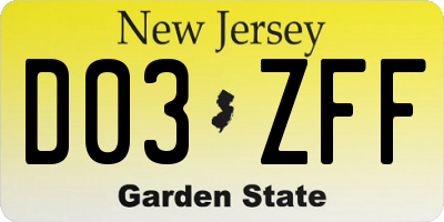 NJ license plate D03ZFF