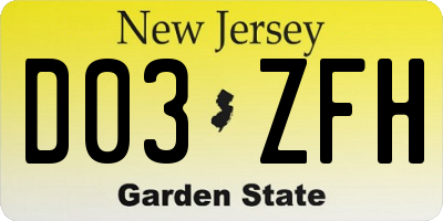 NJ license plate D03ZFH