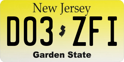 NJ license plate D03ZFI