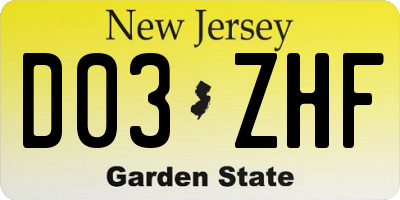 NJ license plate D03ZHF