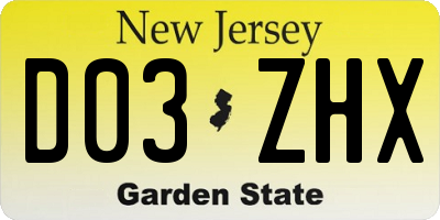 NJ license plate D03ZHX