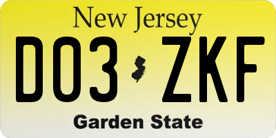 NJ license plate D03ZKF