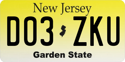 NJ license plate D03ZKU