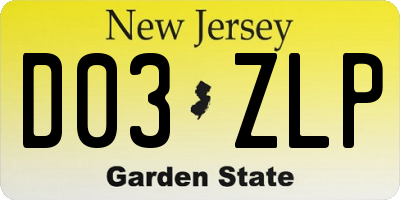 NJ license plate D03ZLP
