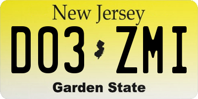 NJ license plate D03ZMI