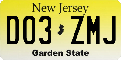 NJ license plate D03ZMJ