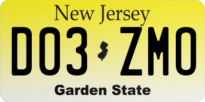NJ license plate D03ZMO