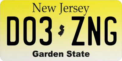 NJ license plate D03ZNG