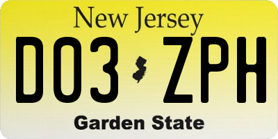 NJ license plate D03ZPH