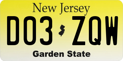 NJ license plate D03ZQW