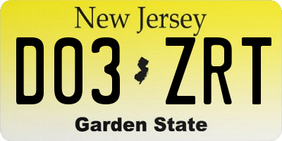 NJ license plate D03ZRT