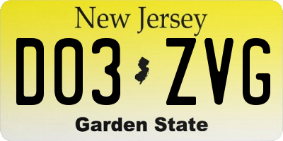 NJ license plate D03ZVG