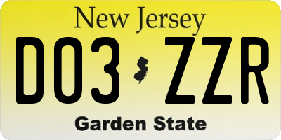 NJ license plate D03ZZR